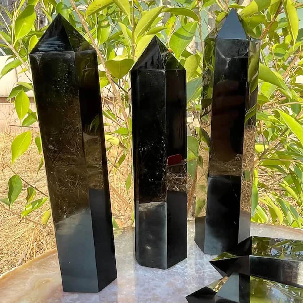 Black Obsidian Crystal Tower
